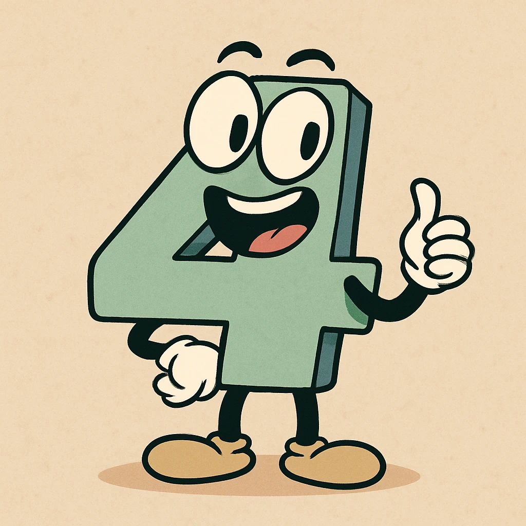 playful cartoon style number 4 emoji