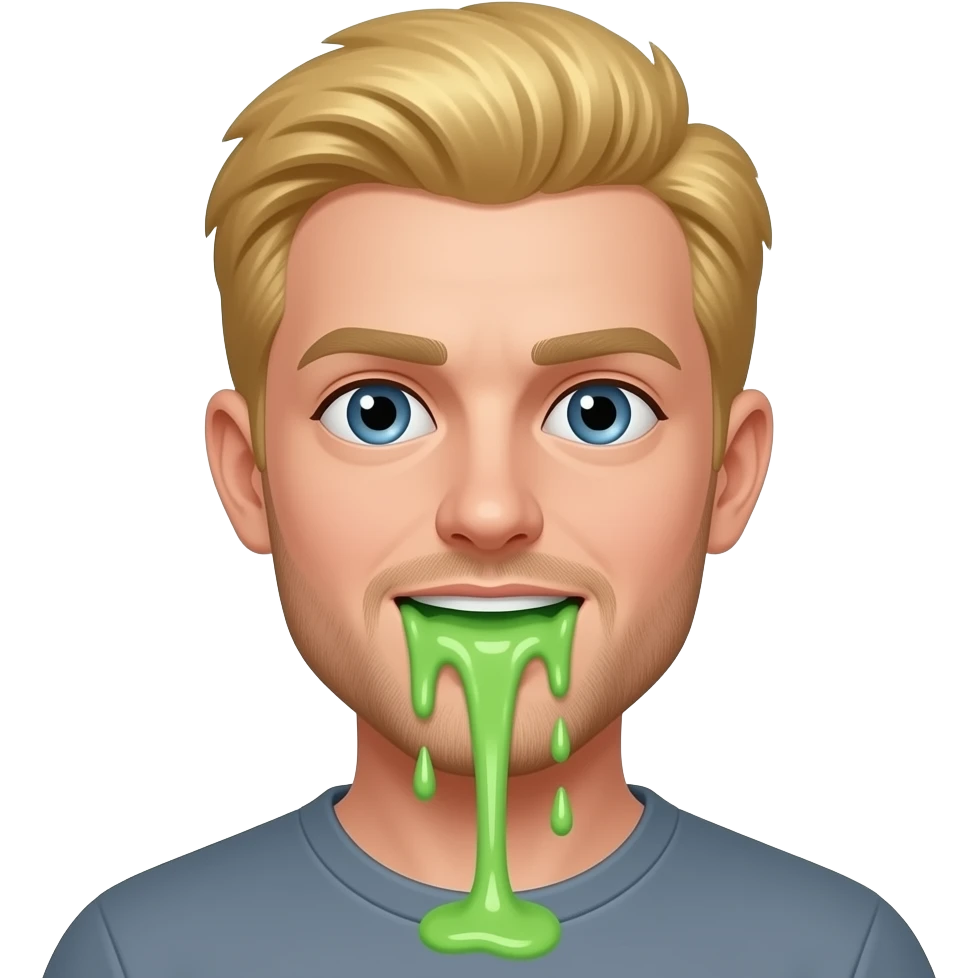 guy blonde hair  emoji style Slime out of Mouth emoji