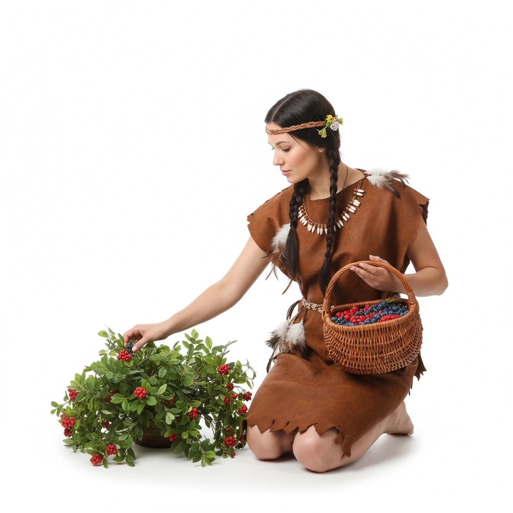 нарисуй первобытную женщину собирающую ягоды без фона emoji