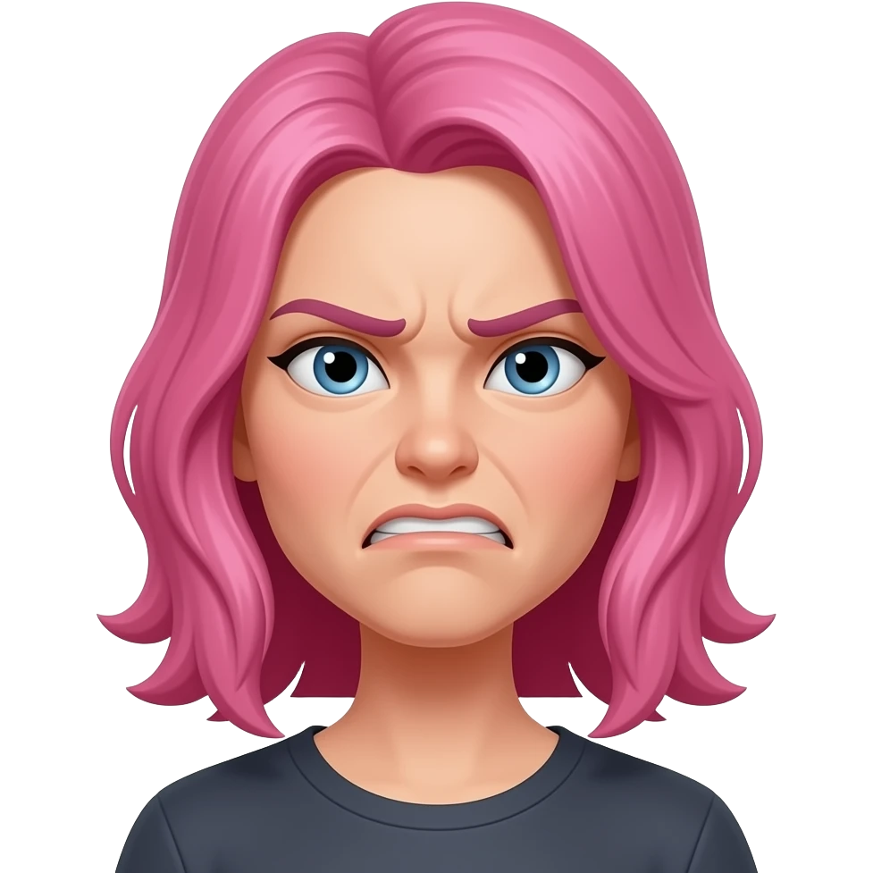 Grimacing woman with pink hair emoji