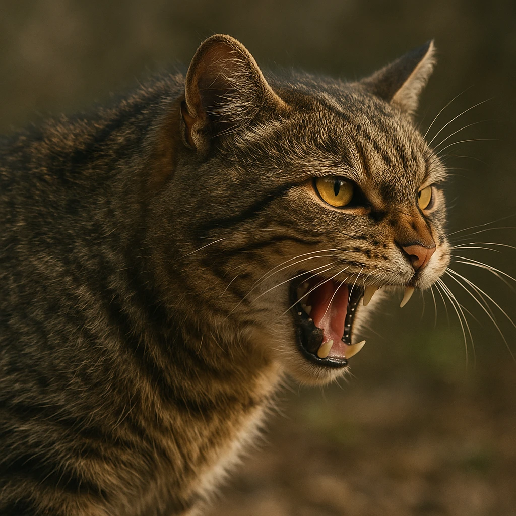 angry cat side view, realistic style emoji