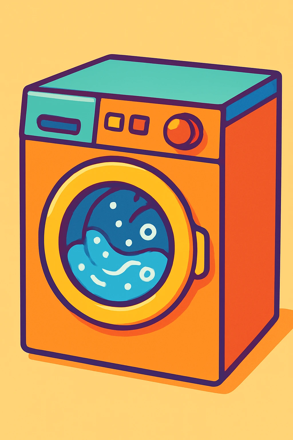washing machine, cartoon style, playful colors emoji