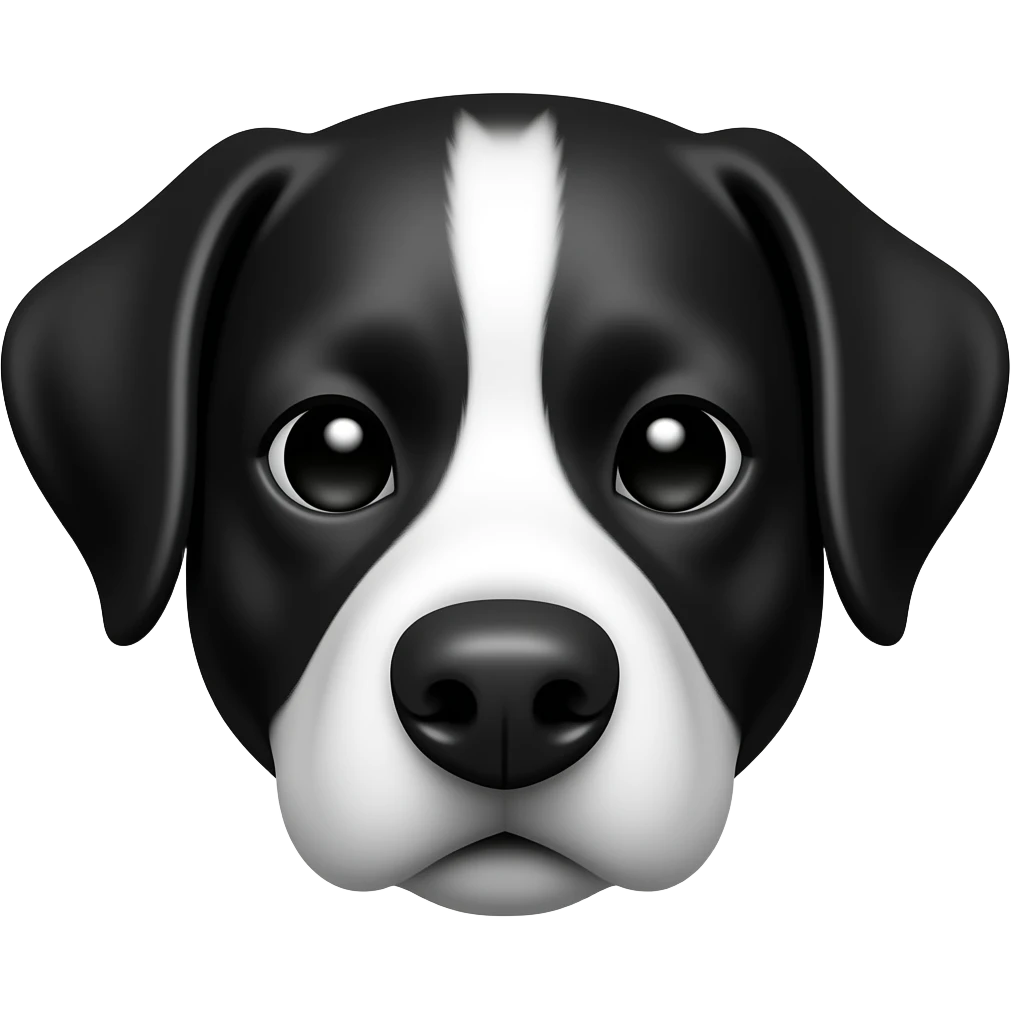 Cara de cão preto e branco emoji