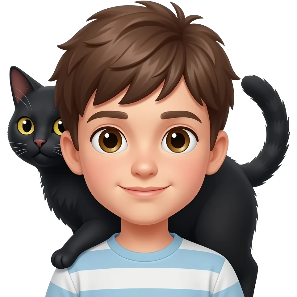 Ragazzo 13 anni con gatta nera emoji