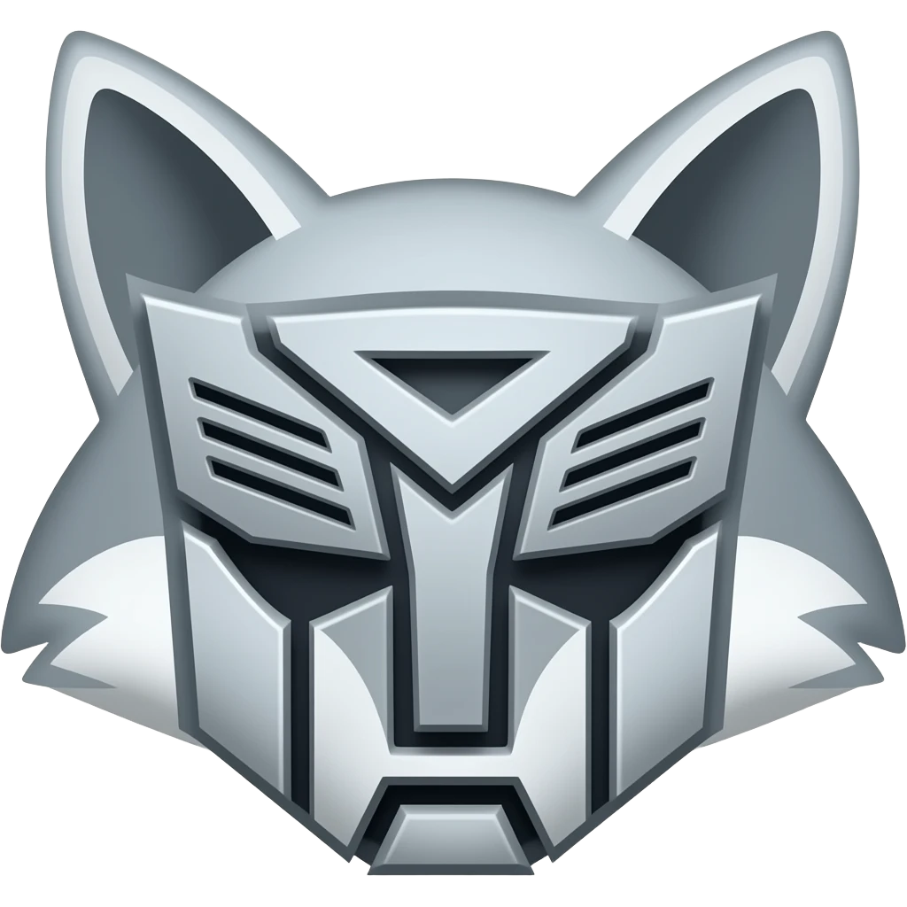 silver fox face emoji as decepticon logo emoji