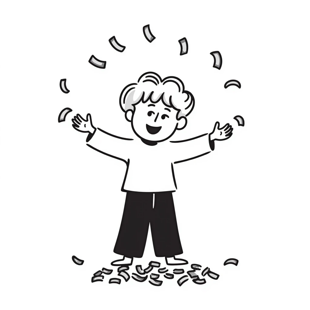 blonde kid spreading money emoji