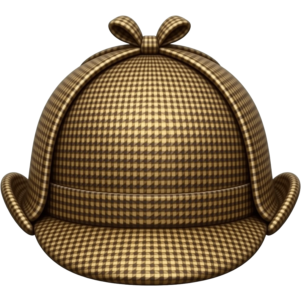 sherlock holmes hat made from tinfoil with the ear flaps up the sides emoji