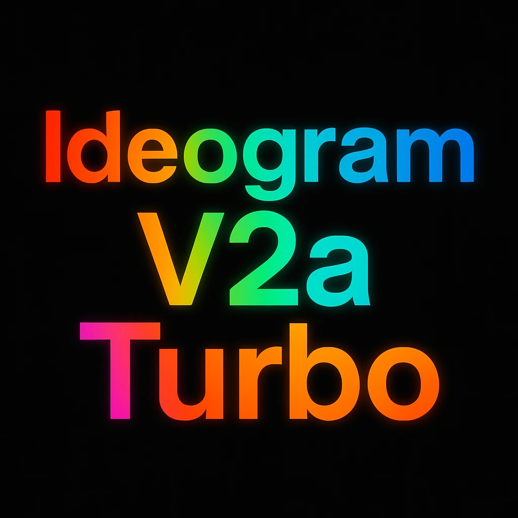 make a colorful text of "Ideogram V2a Turbo", black background emoji