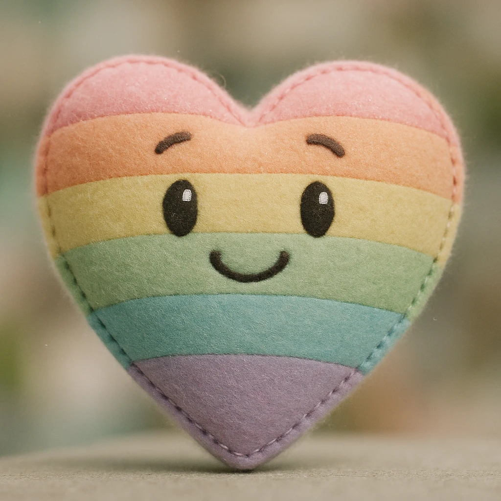 rainbow pride heart, pastel color palette, subtle sparkle effect, no text emoji