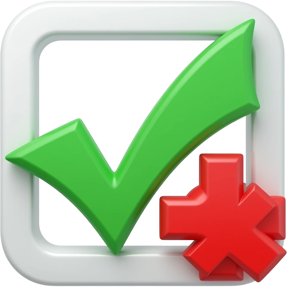 Green tick mark and red cross mark emoji