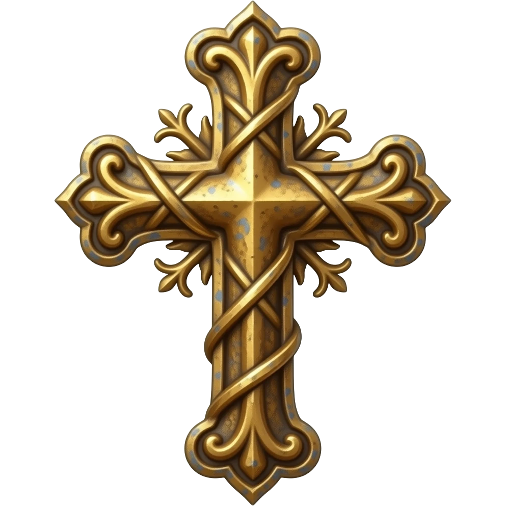 Gold rustic cross vintage emoji