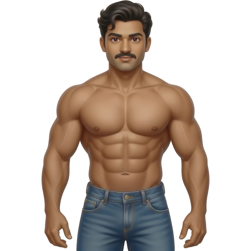 full body south indian figure standing muscular build in jeans emoji