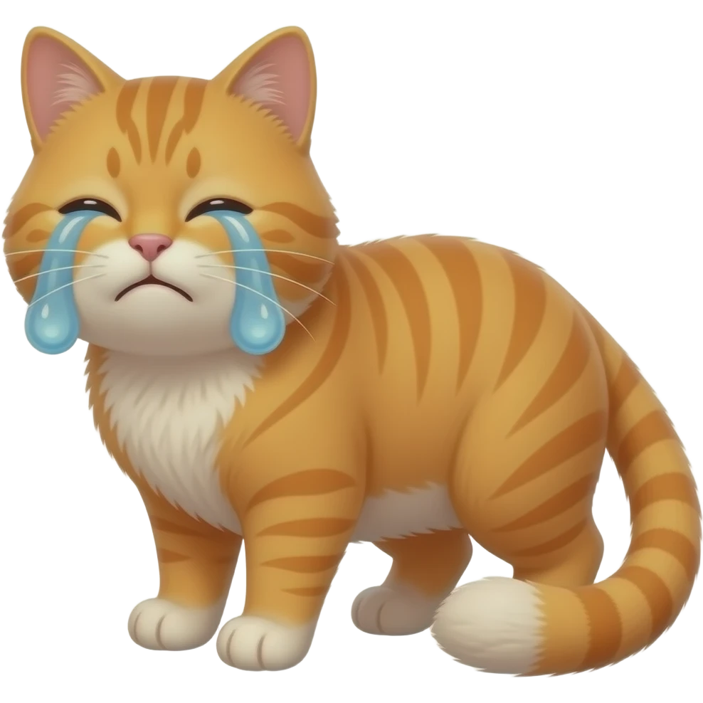 Orange cat CRYING it's SO SAD but it looks stupid and ugly emoji