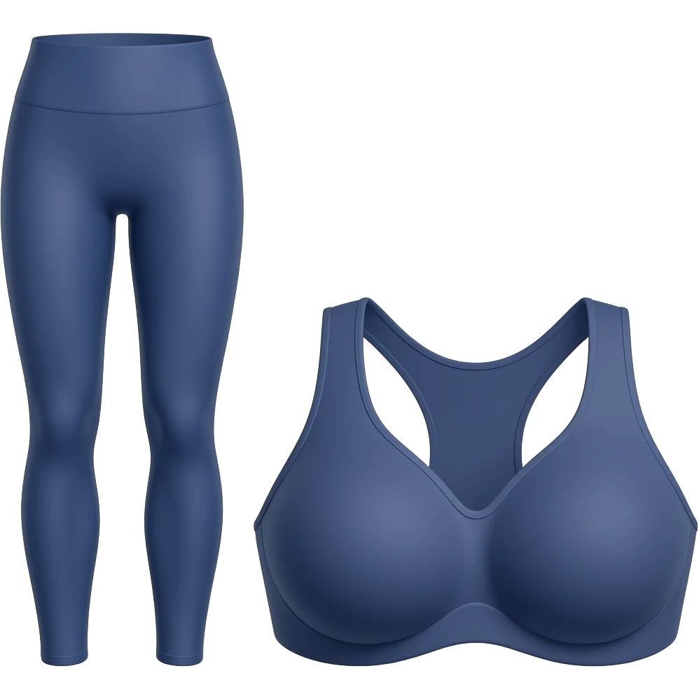 Navy blue pilates leggings and bra emoji