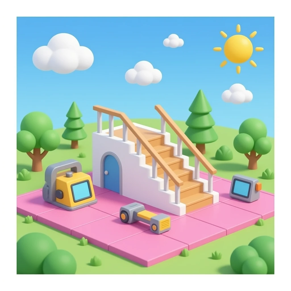Stairs equipment pink floor emoji