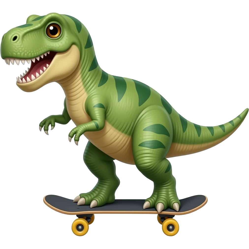 Dinosaur on a skateboard emoji