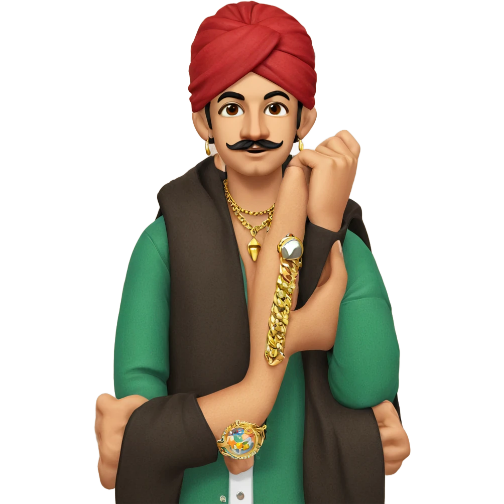 male portrait with mustache jewelry emoji