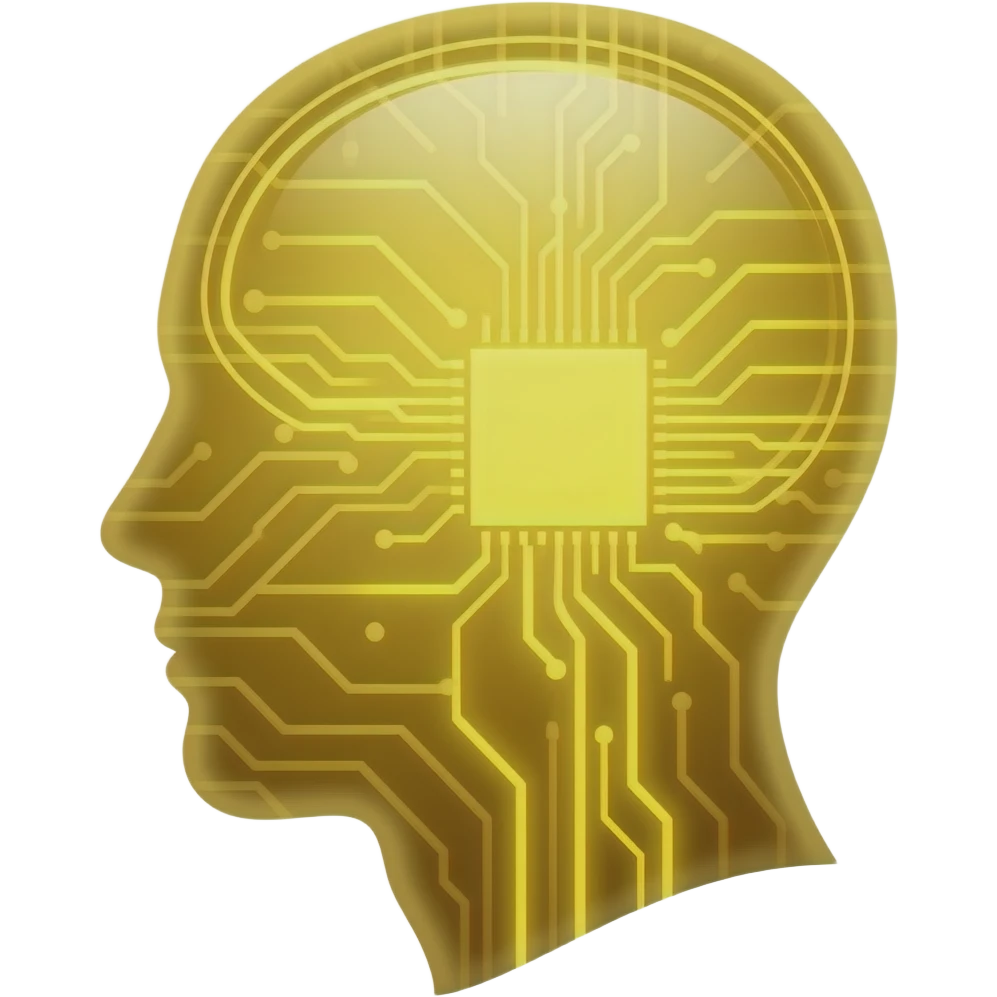 glowing gold human head silhouette with a transparent effect,-filled-with-interconnected-circuit-lines-and-neural-nodes,-symbolizing-artificial-intelligence emoji
