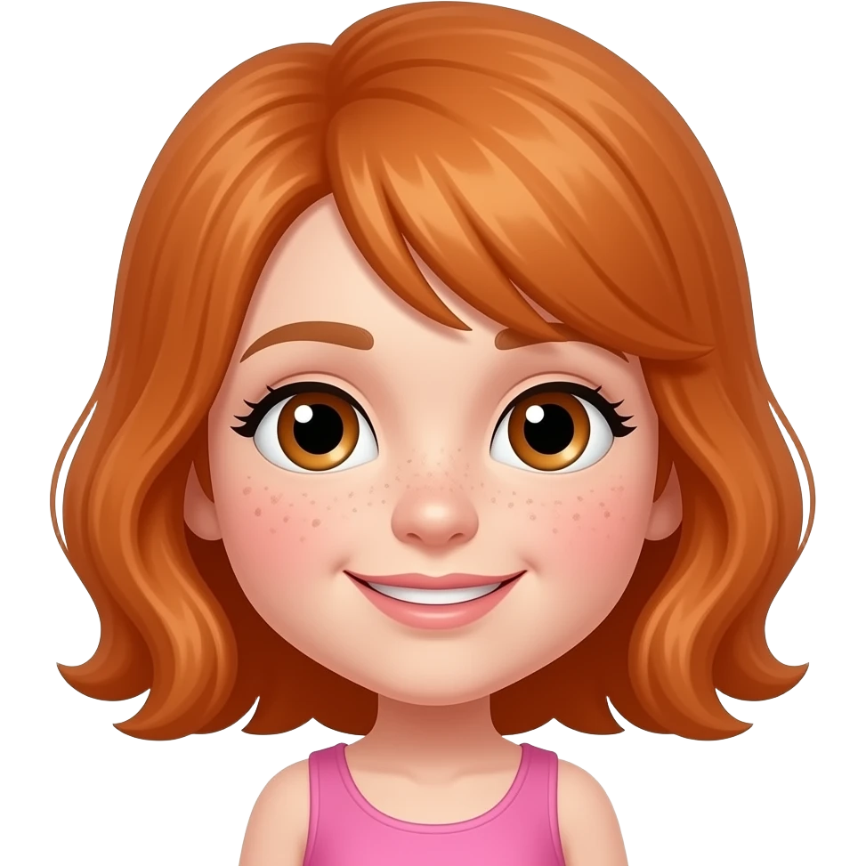 short red head girl pink skirt frekels emoji