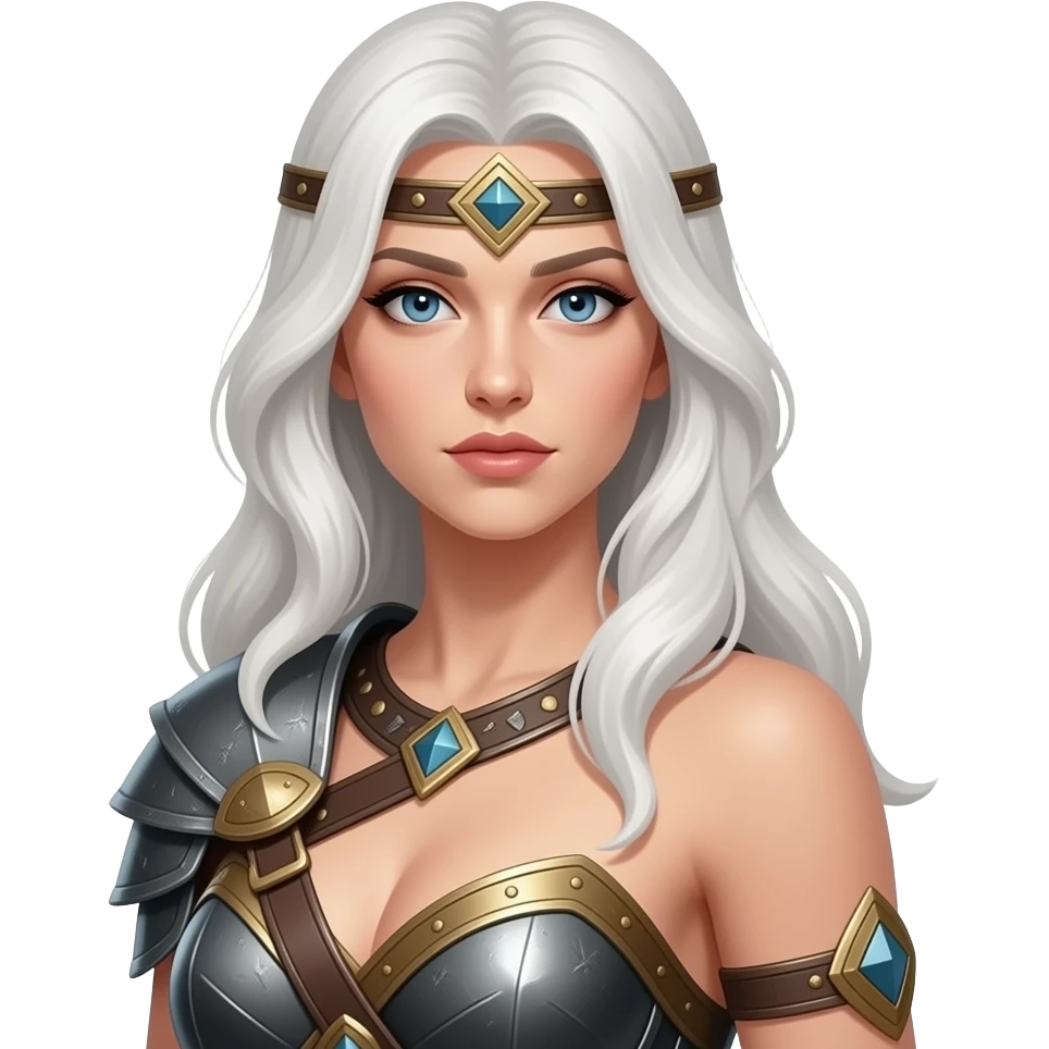 Female long white hair armpit of god warrior emoji