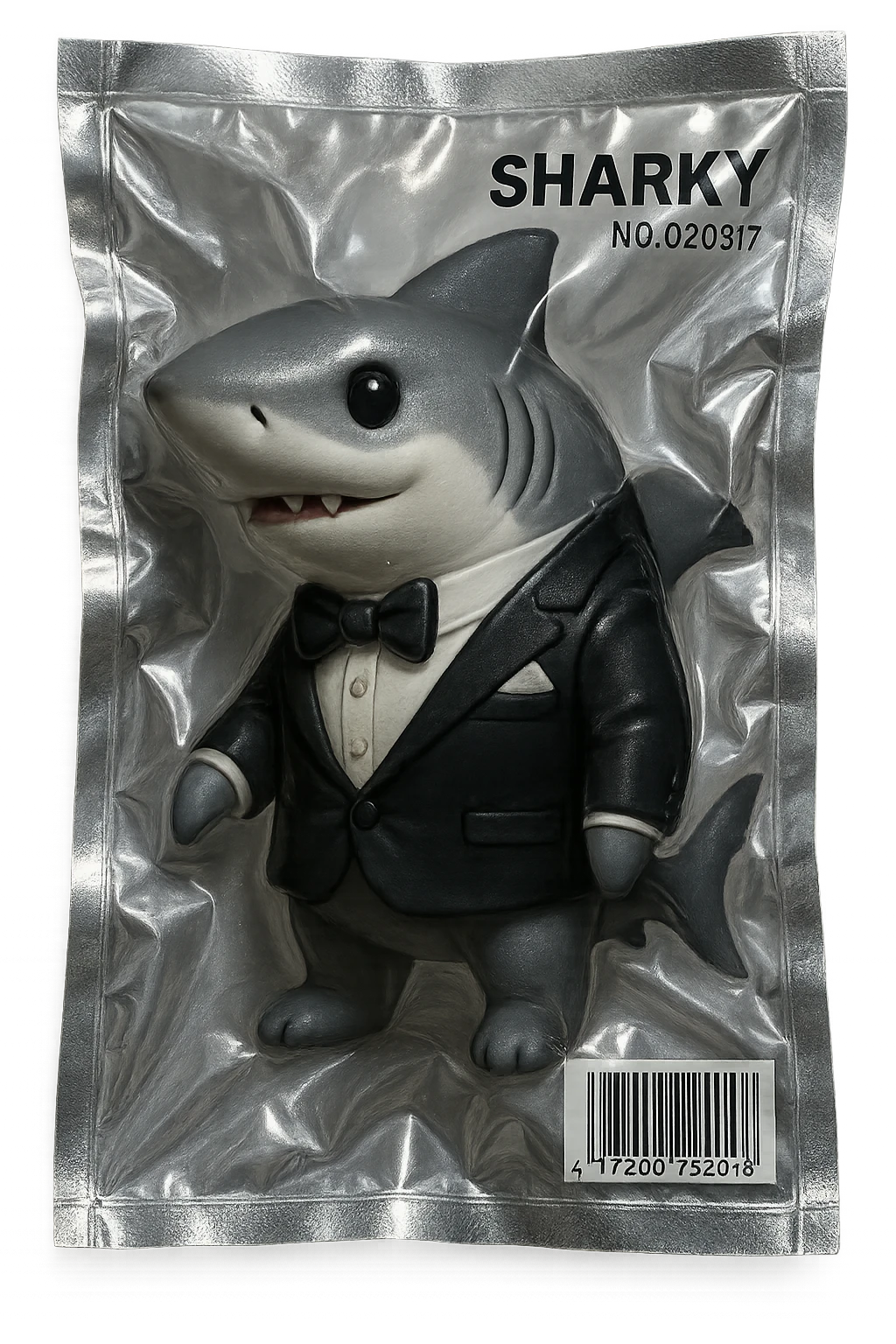 a shark puppy dressed for a high society party emoji