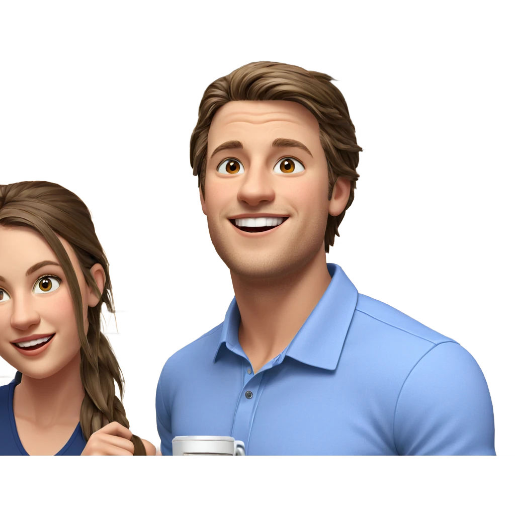 happy young couple indoors emoji