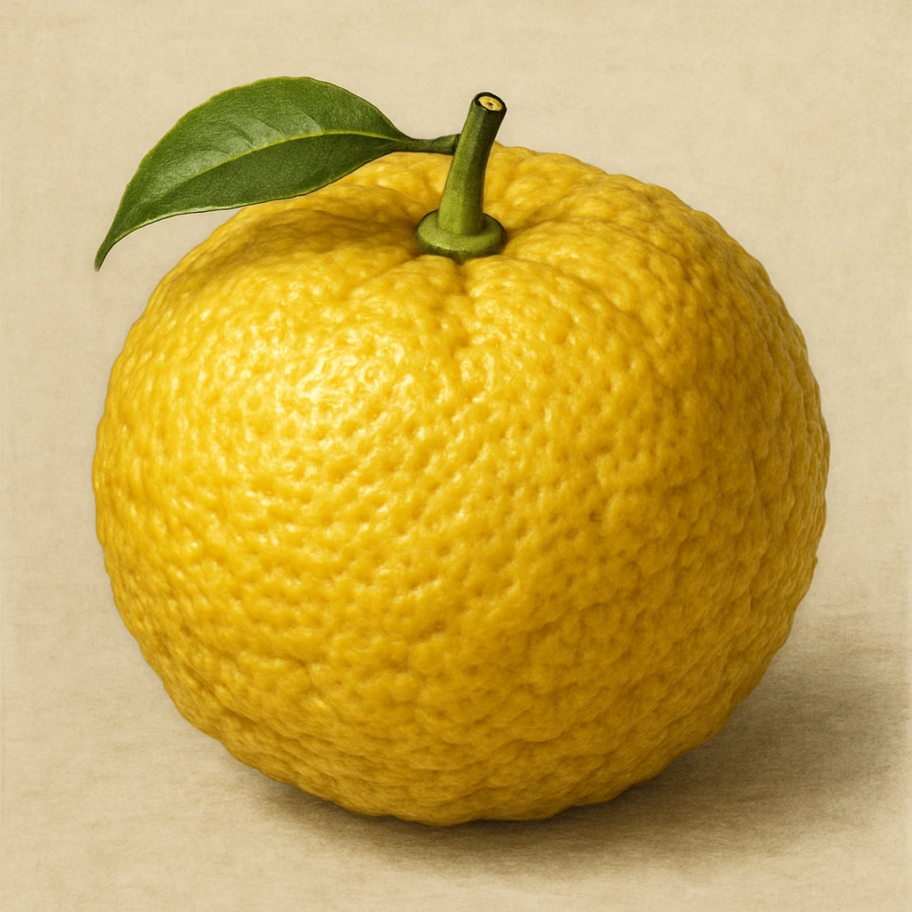 yuzu fruit, realistic style, detailed texture emoji
