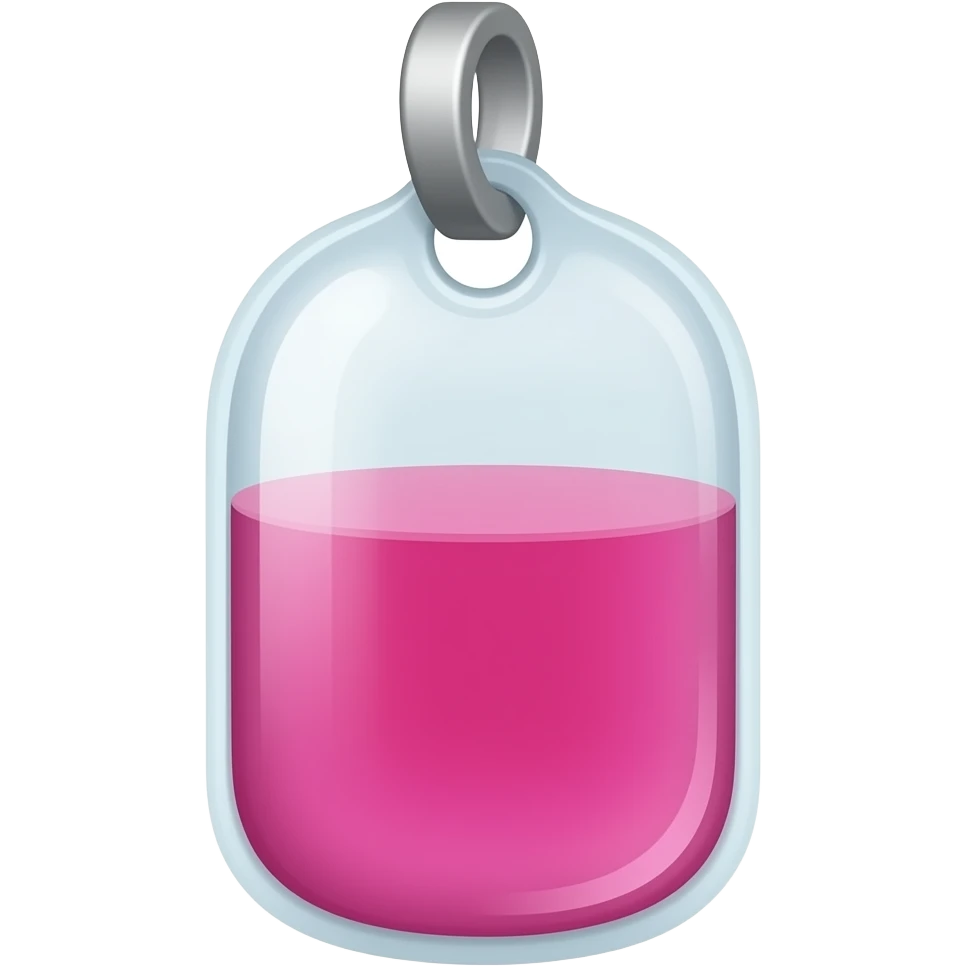IV bag halfway full of bright pink liquid on hook with line emoji