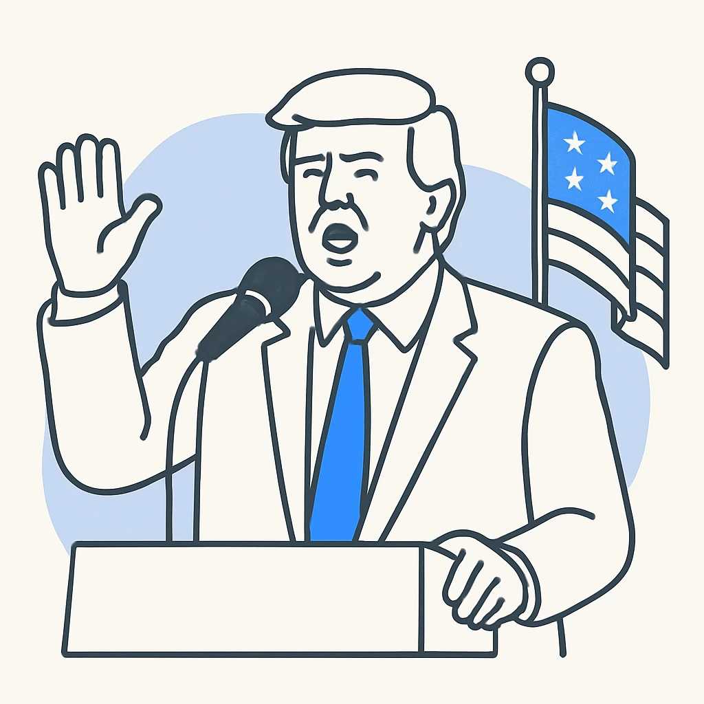 Donald Trump speaking at a rally emoji