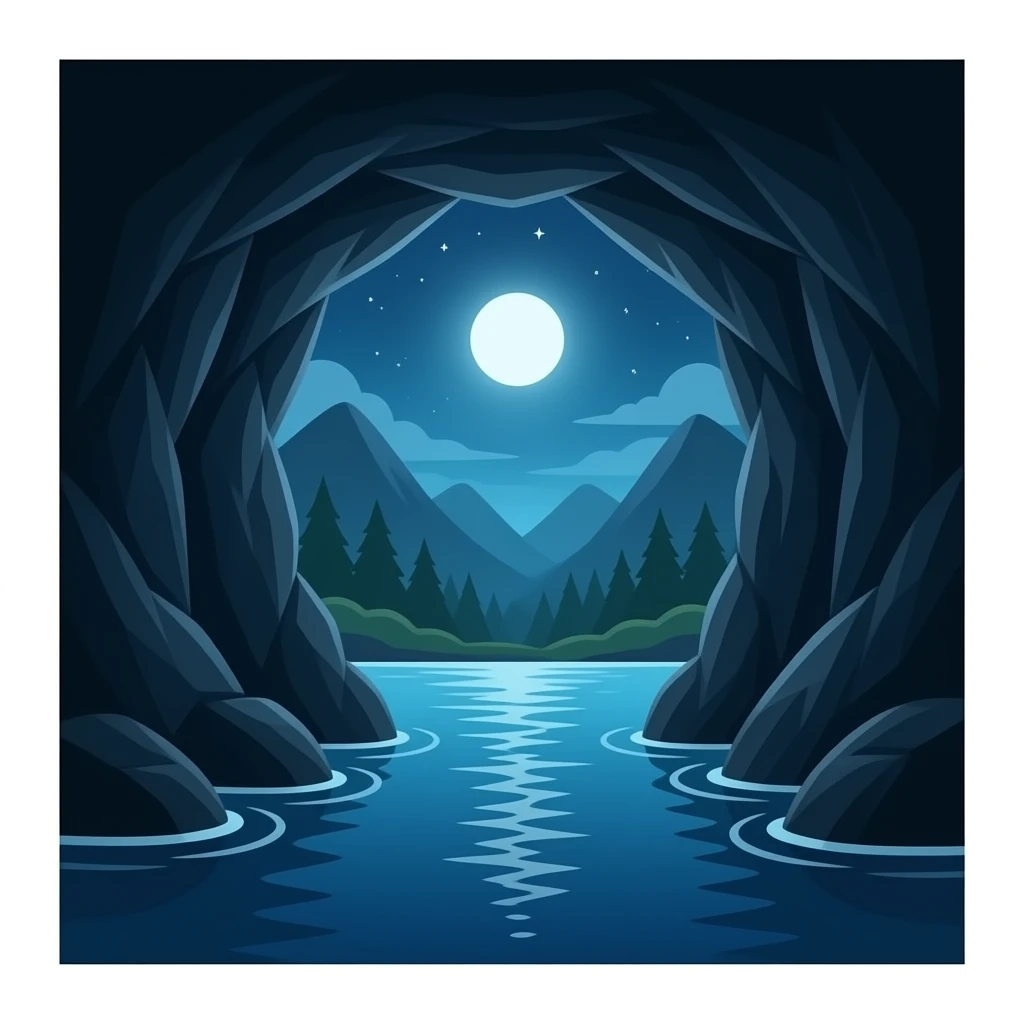 une grotte très sombre sans eau emoji