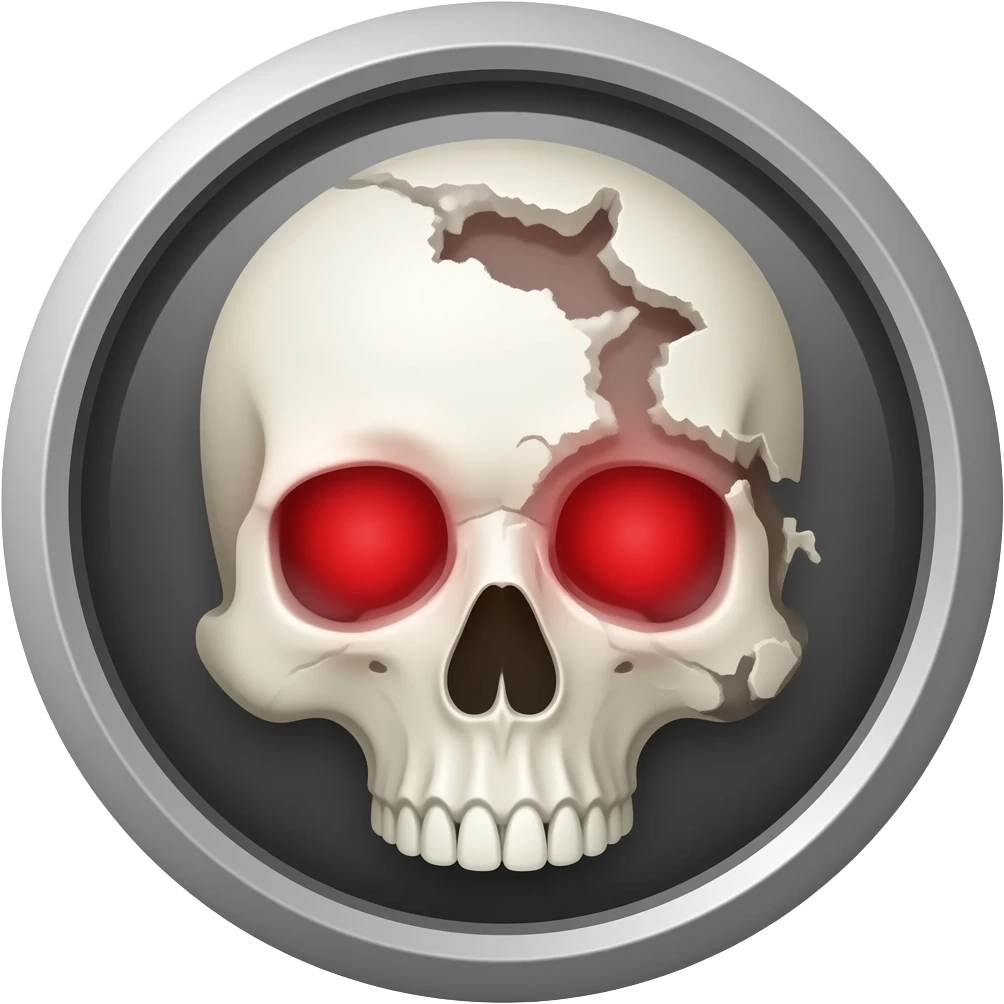 A high-contrast red health gem set within a skull-badge interface emoji