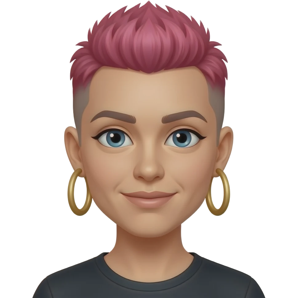 pink short haired mohawk woman, with big hoop earrings emoji
