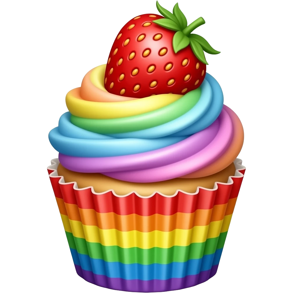 Rainbow strawberry mixed cupcake emoji
