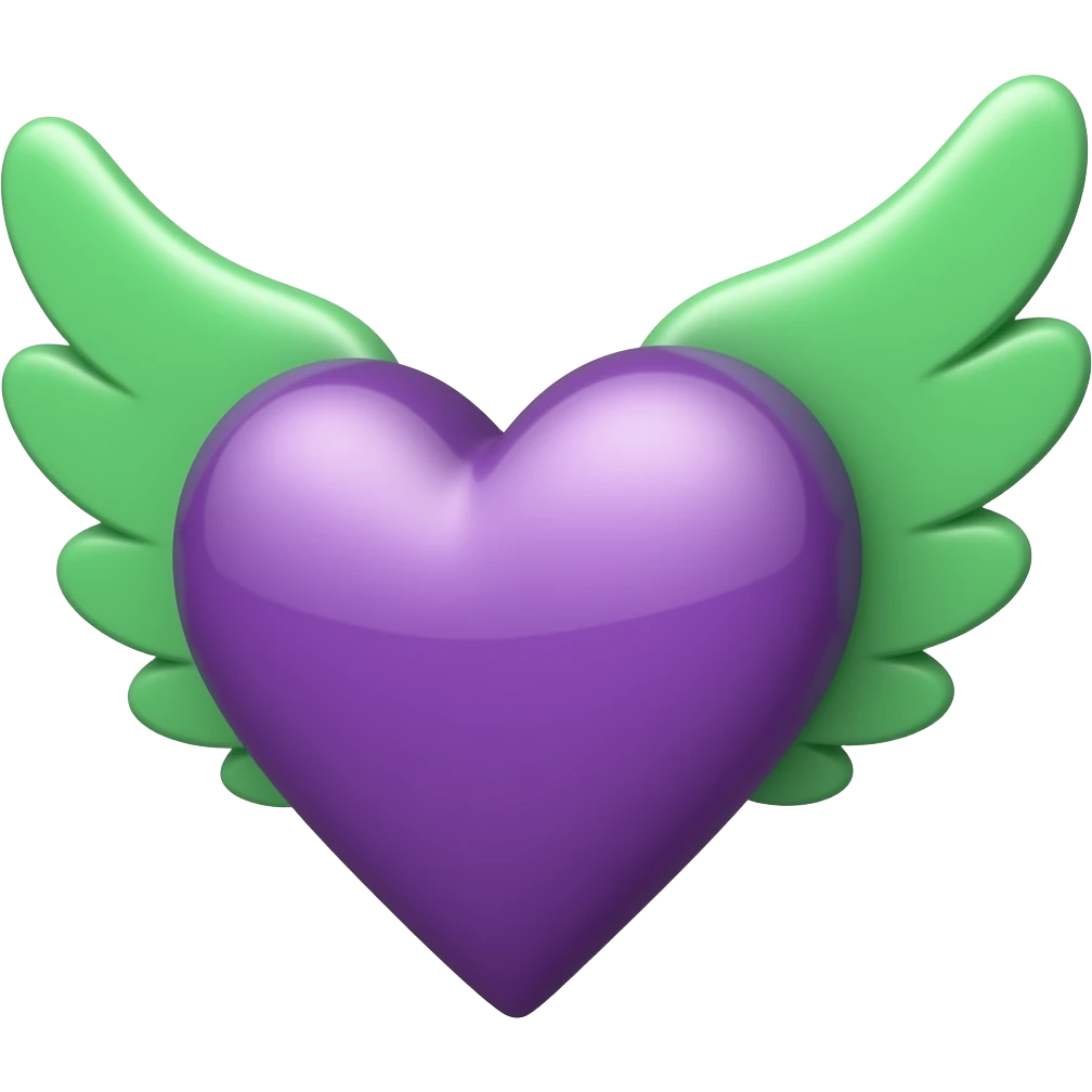 purple heart with green wings emoji