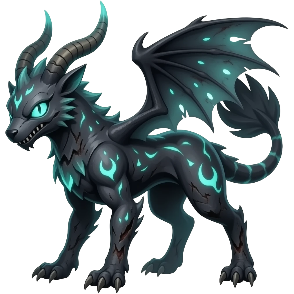 Aural bioluminescent spectrumal darky dusky spoopy spoilt rotten Salandit-Amaura-Darkrai-animal-creature-hybrid-fusion-creature, full body emoji