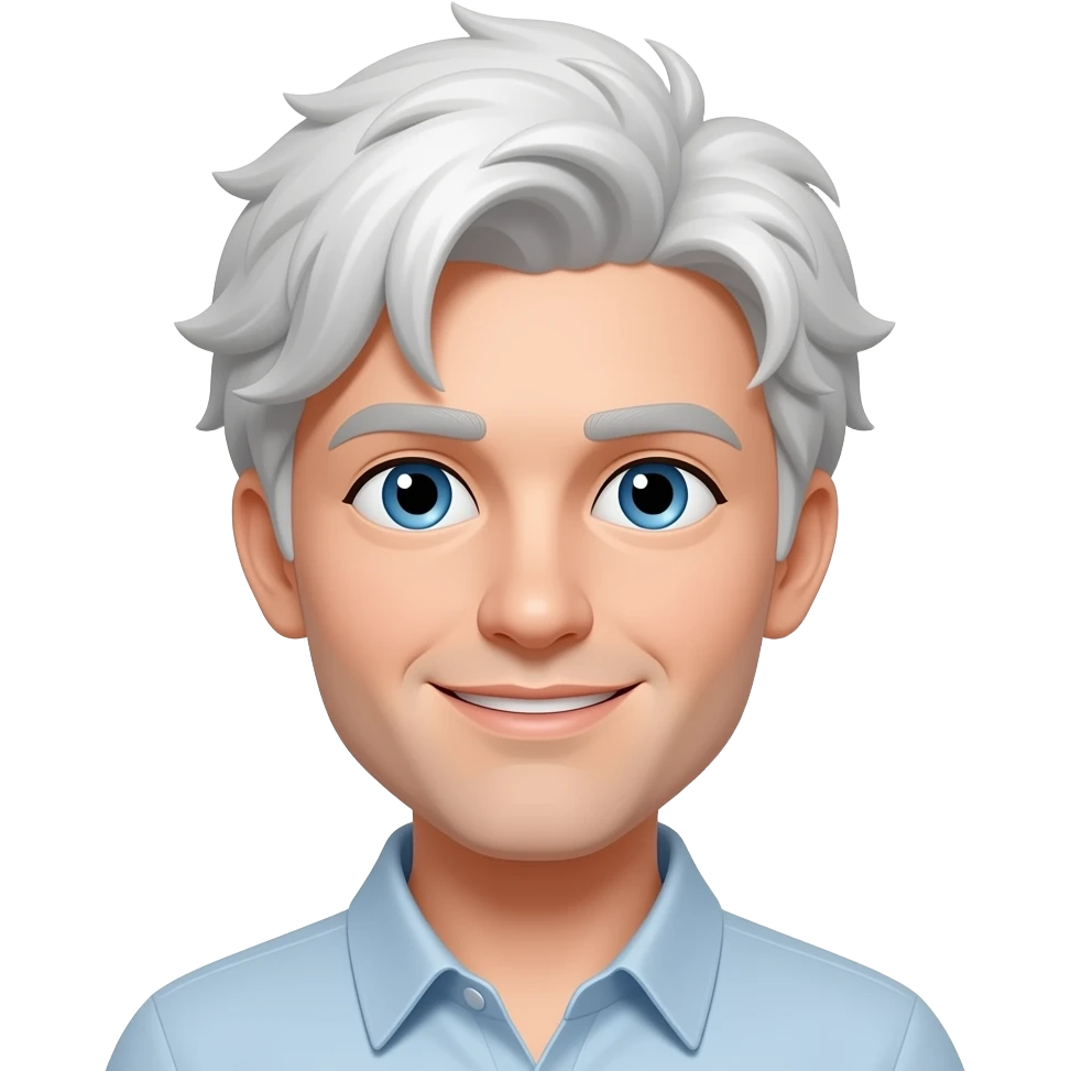 white guy with fluffy hair emoji