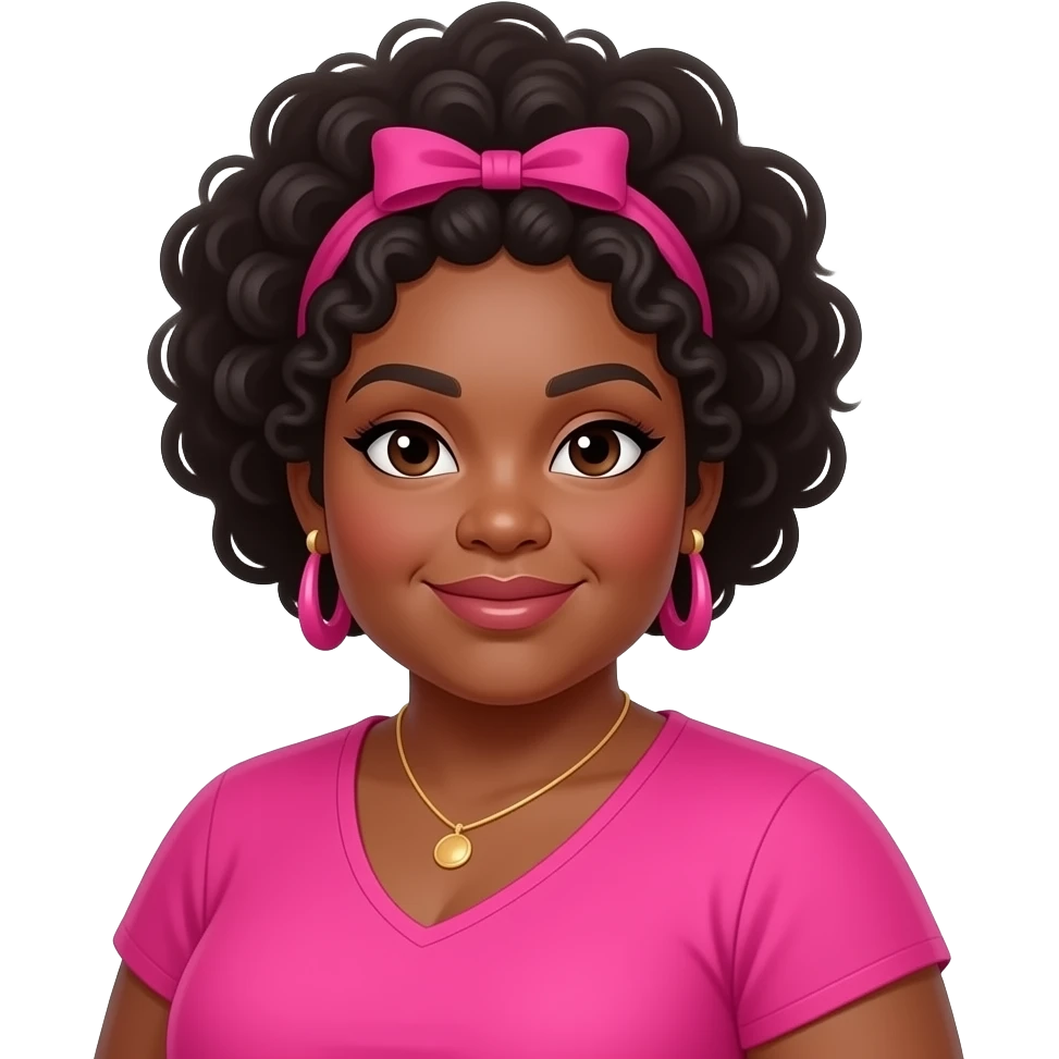 chubby lady with afro hairs wear vibrant pink clothes emoji
