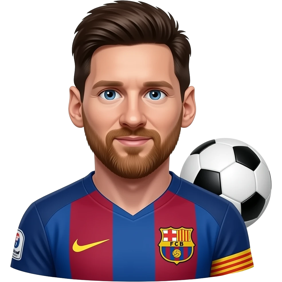 Messi emoji, Barca jersey, one big full ball on right side emoji