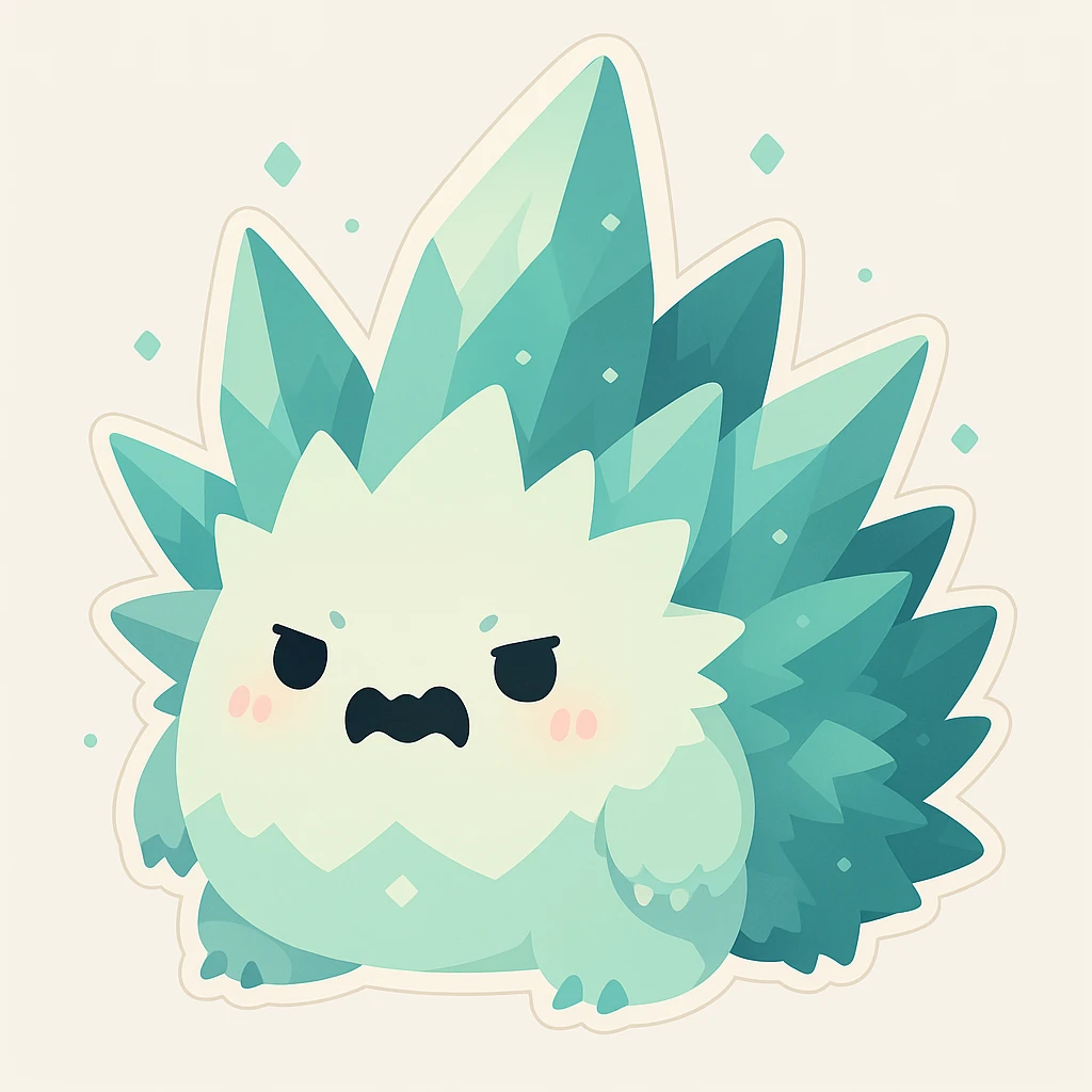 a grumpy ice monster emoji