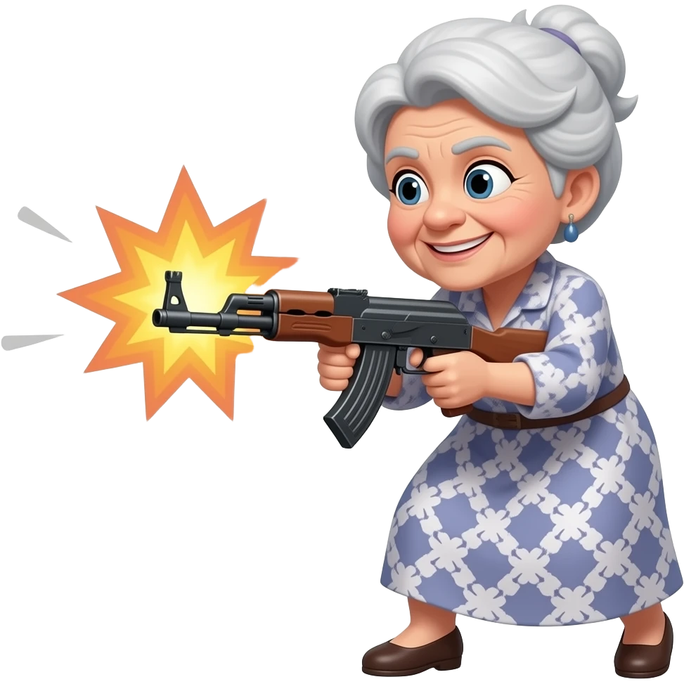 a grandma getting hit with a basooka emoji
