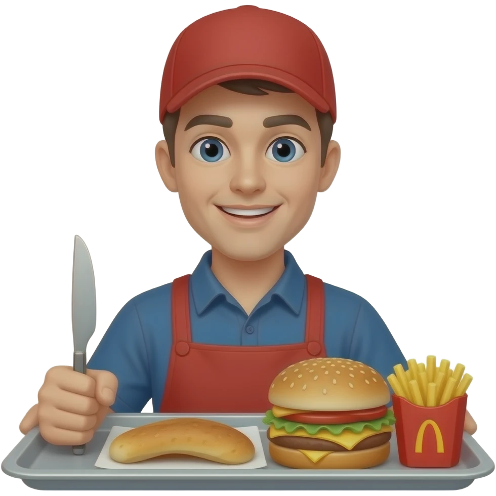 employee attending fast food service without food emoji