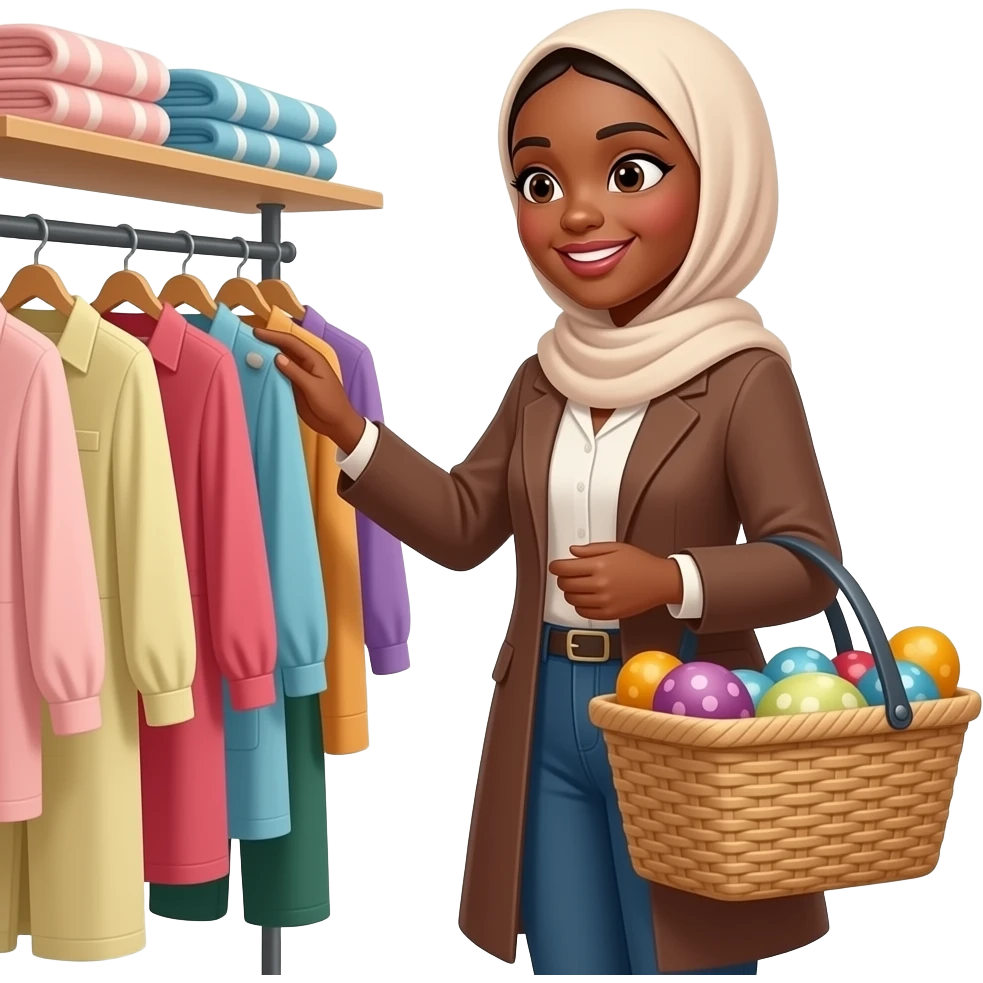 Black muslimah shopping emoji
