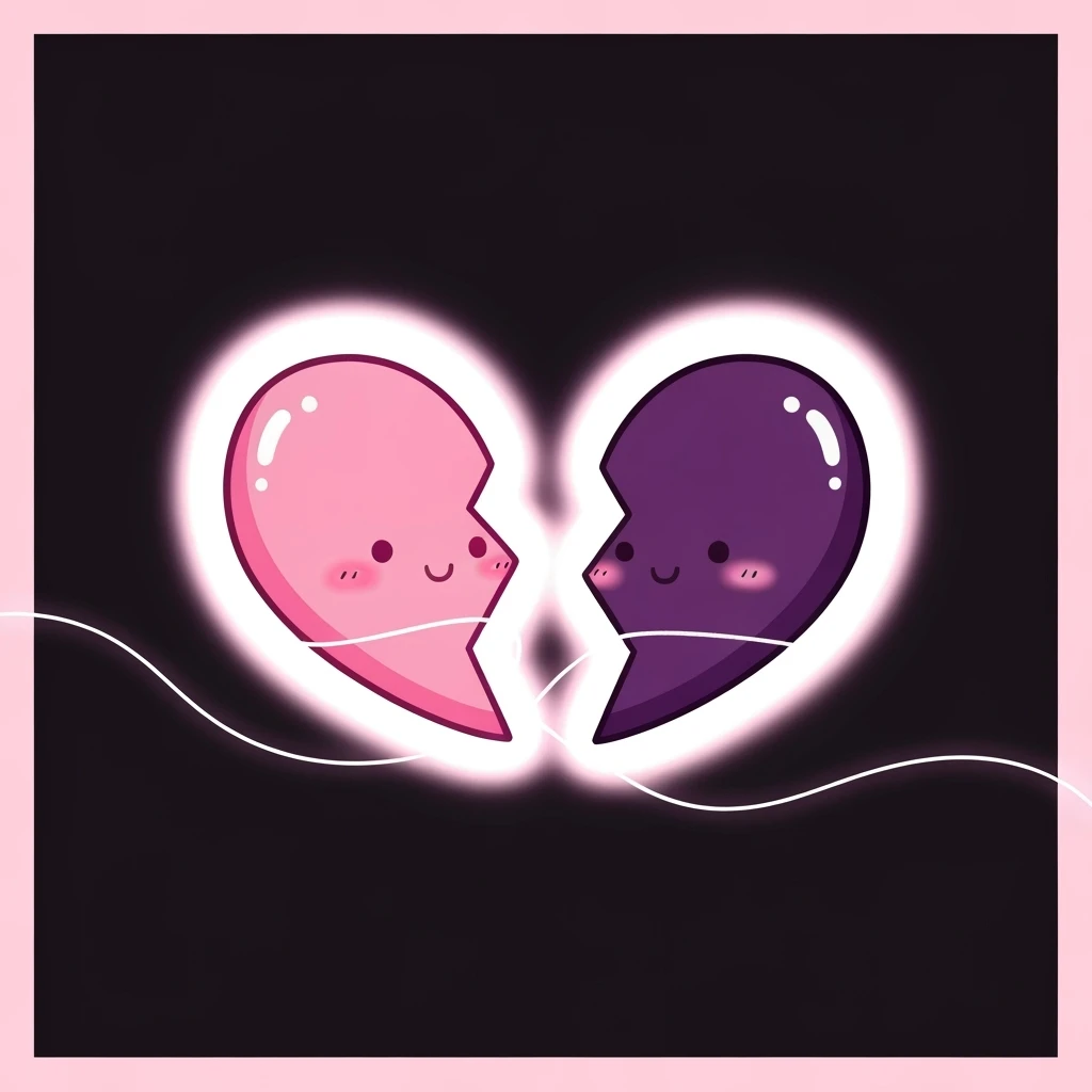 cute emo heart broken in two emoji