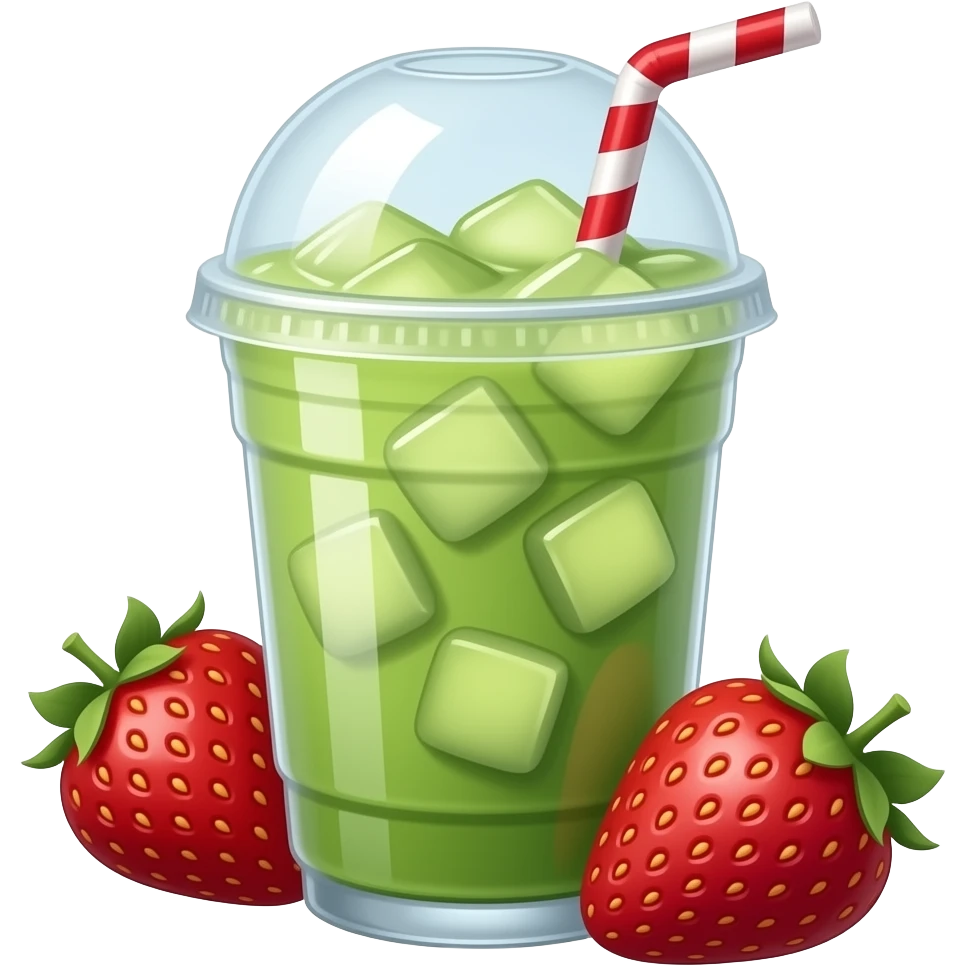 Strawberry iced matcha emoji