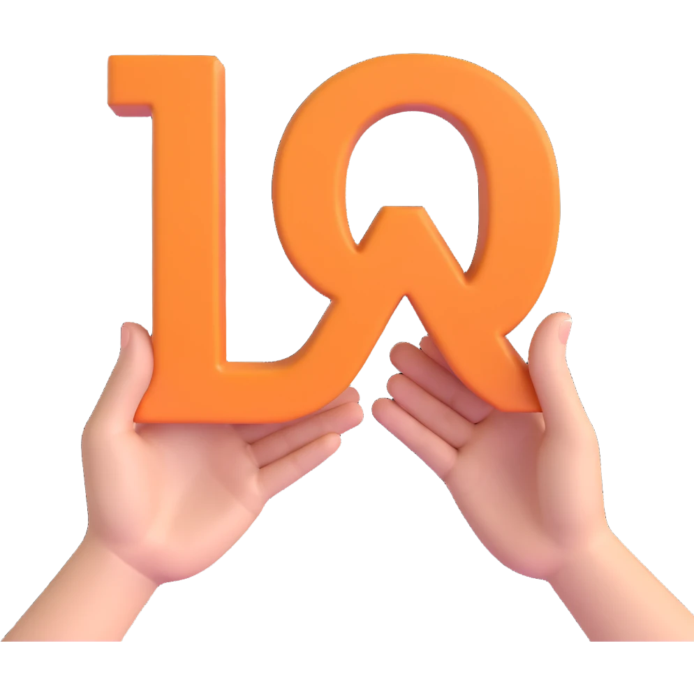 3D emoji style, multiple hands each holding the letters Q, & and A respectively. The & symbol is clearly visible in the center. The letter A is in a typical form with an open bottom. The image is three-dimensional and lively with no background. emoji