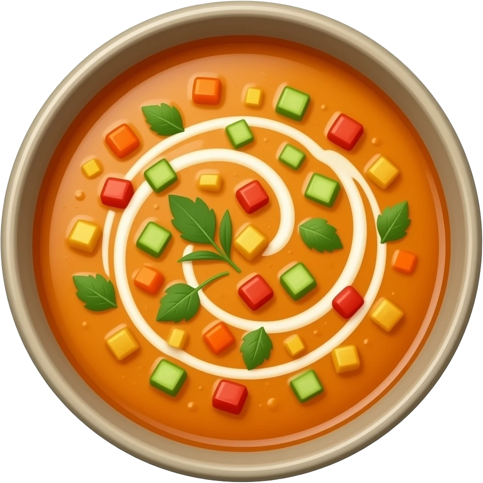 tomato based light curry served in a bowl emoji