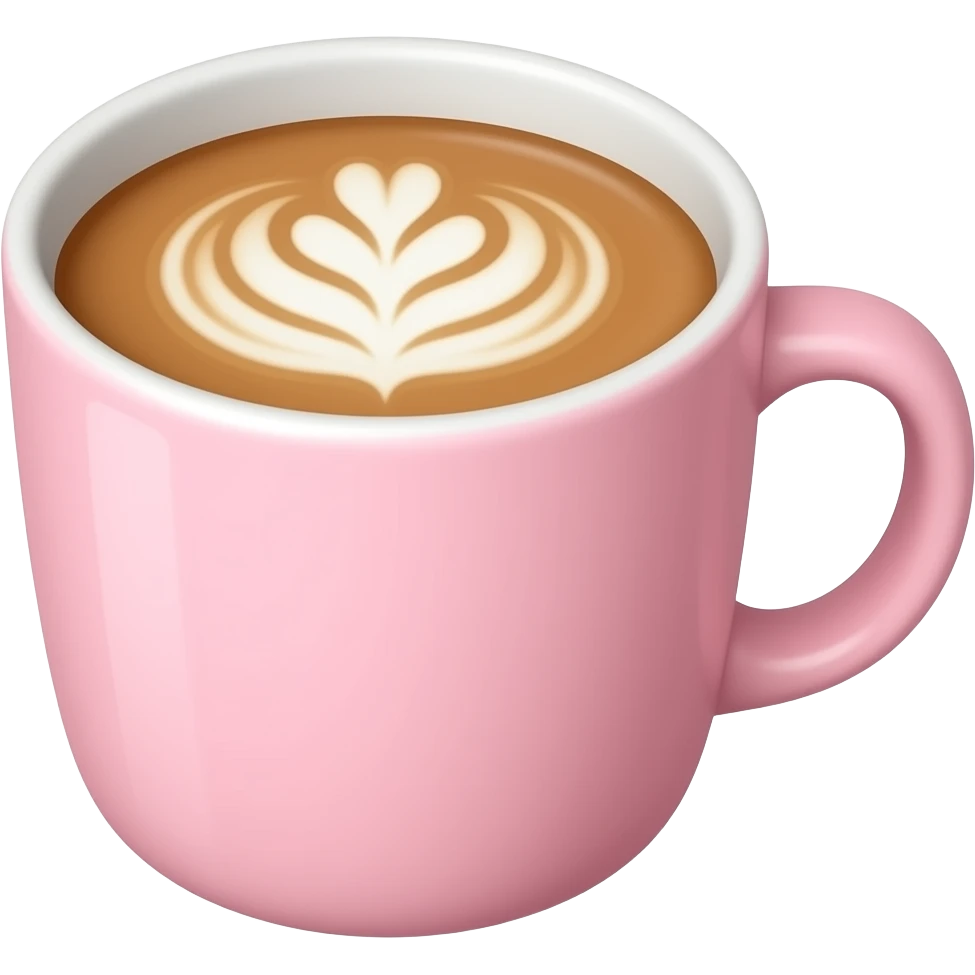 A cappucino in a pastel pink cup emoji