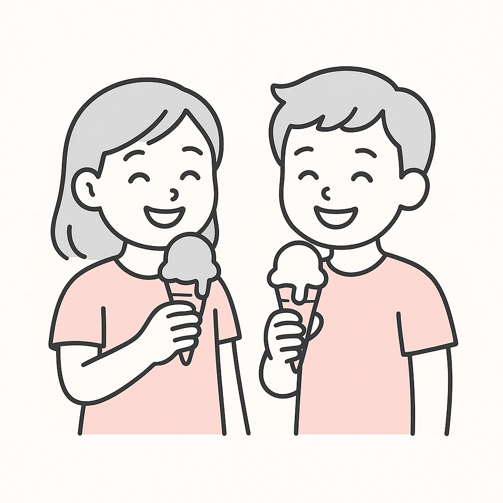 happy children with melting ice cream cones emoji