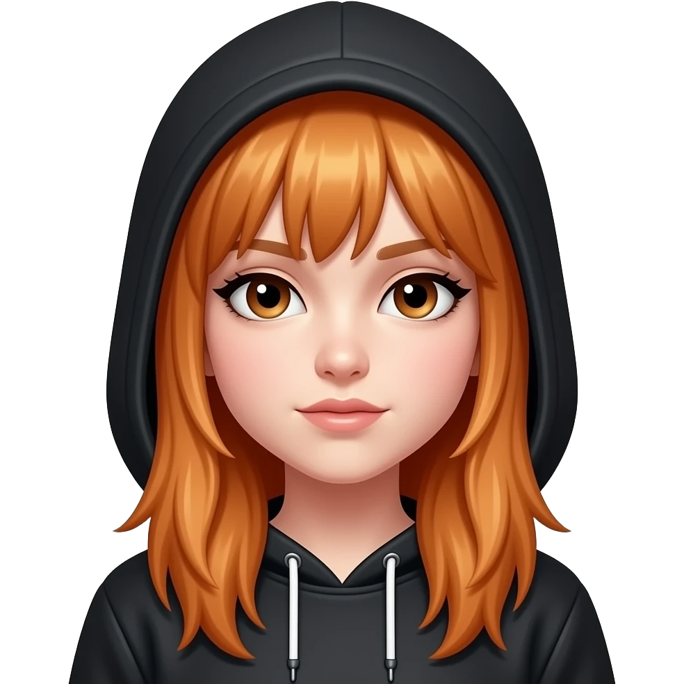 Emo girl with a long Blondish Red emo haircut and a hoodie emoji