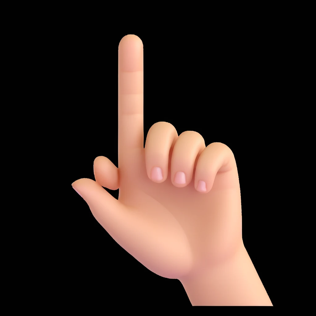 lady's index finger pointing up, feminine hand, light skin, simple background emoji